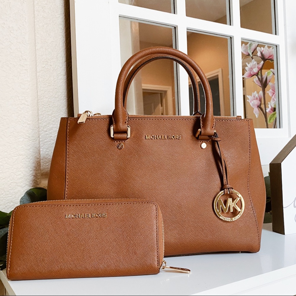 Authentic Brown Sutton Satchel & Wallet set